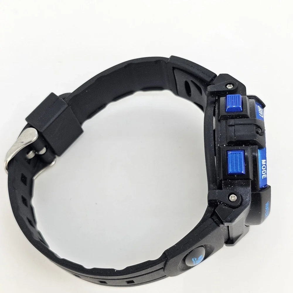 Men's Digital Sport Watch 44MM Black Plastic Bands Day Date New‎ Battery